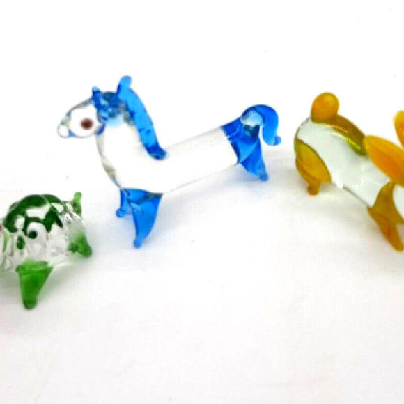 Vintage Lot Of 3 Miniature Art Glass Animals (Horse Rabbit & Turtle) - Picture 2 of 9